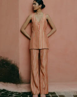 Beige Printed Pant Suit