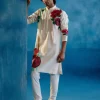 Beige Silk Chanderi Hand-Painted Kurta Set