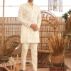 Beige Thread Work Kurta Set