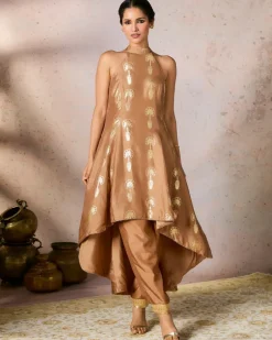 Beige Traveler's Palm Tunic Set