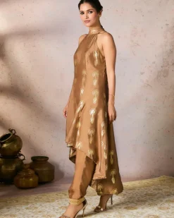 Beige Traveler's Palm Tunic Set