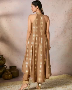 Beige Traveler's Palm Tunic Set