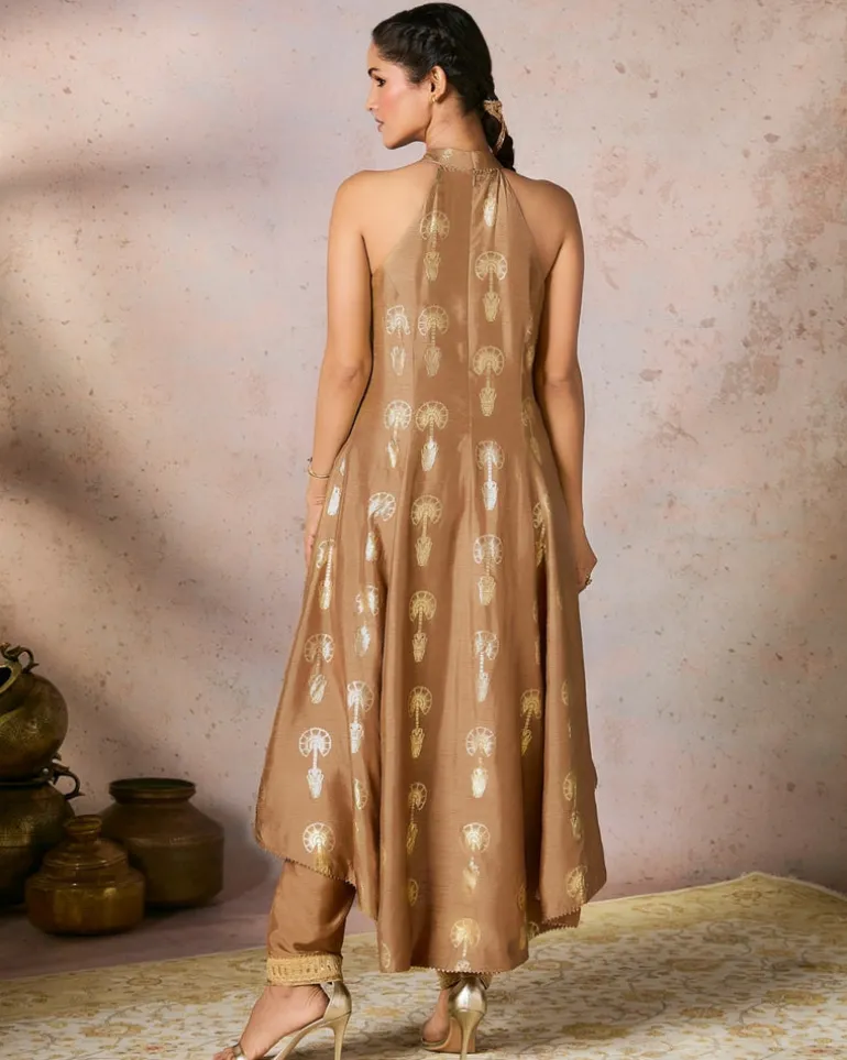Beige Traveler's Palm Tunic Set