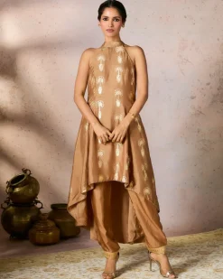 Beige Traveler's Palm Tunic Set