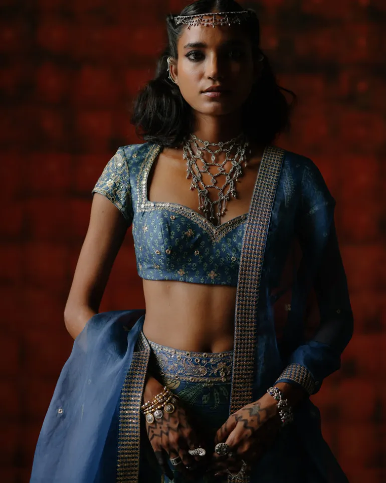 Beryl Indigo Lehenga Set
