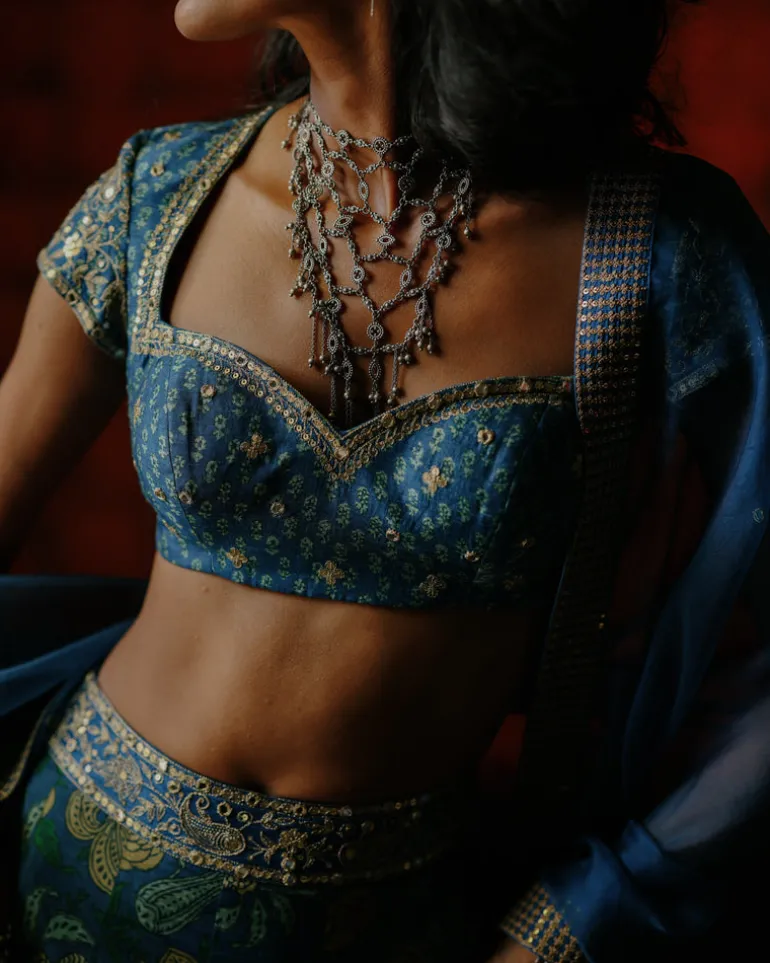 Beryl Indigo Lehenga Set
