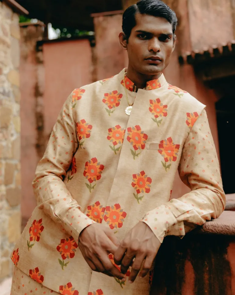 Biscuit Brown Printed Kurta Set