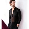 Black Abstract Cutdana Kurta Set