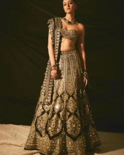 Black & Gold Mirror Lehenga Set