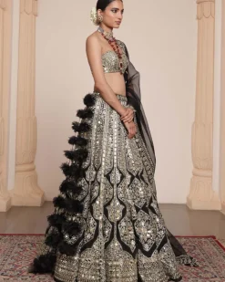Black & Gold Mirror Lehenga Set