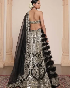 Black & Gold Mirror Lehenga Set