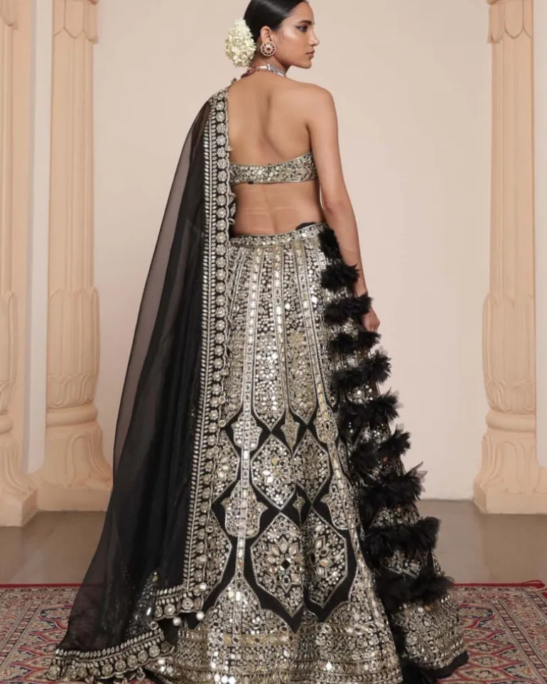 Black & Gold Mirror Lehenga Set