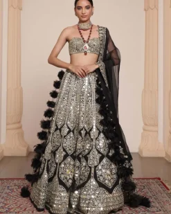 Black & Gold Mirror Lehenga Set