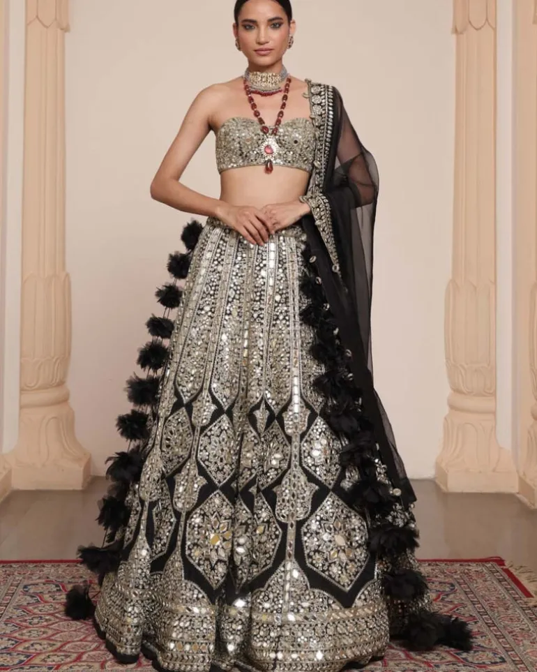 Black & Gold Mirror Lehenga Set