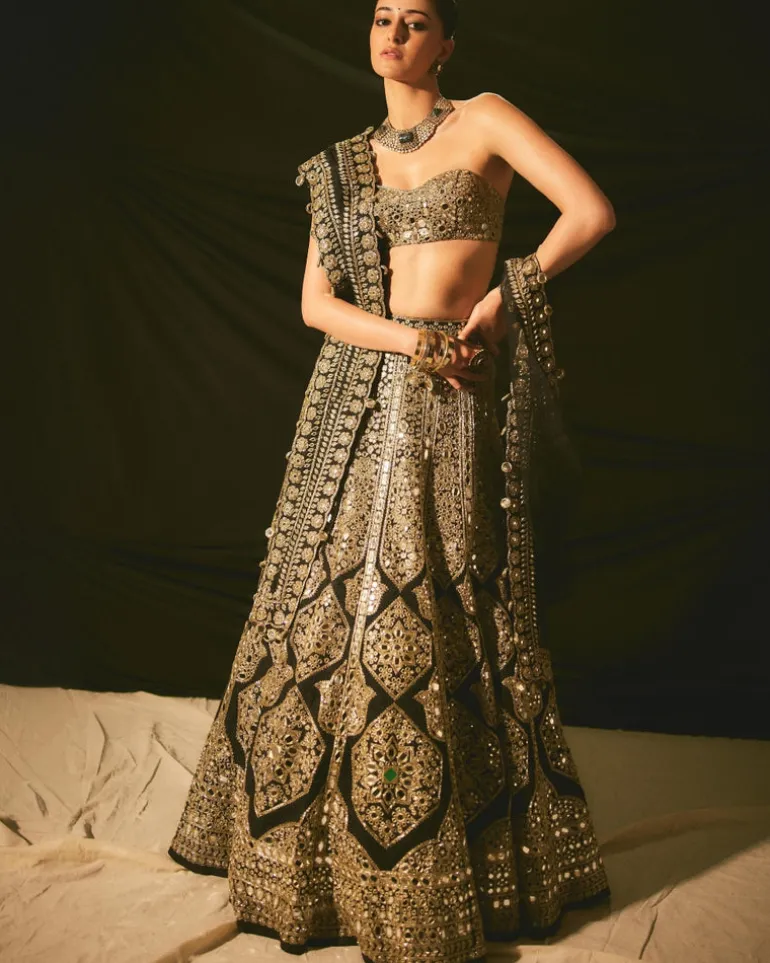 Black & Gold Mirror Lehenga Set