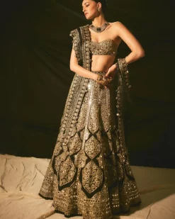 Black & Gold Mirror Lehenga Set