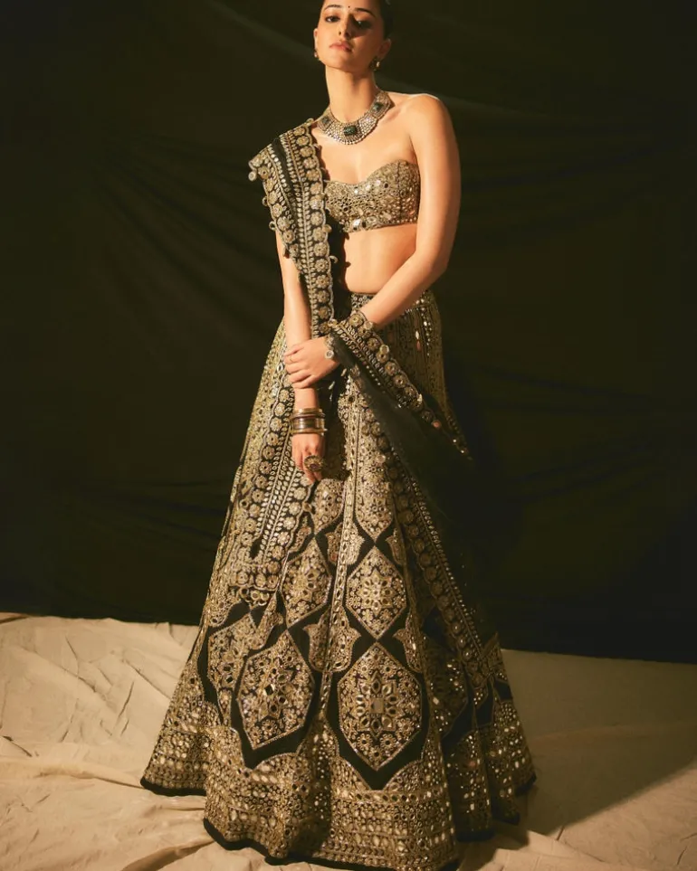 Black & Gold Mirror Lehenga Set
