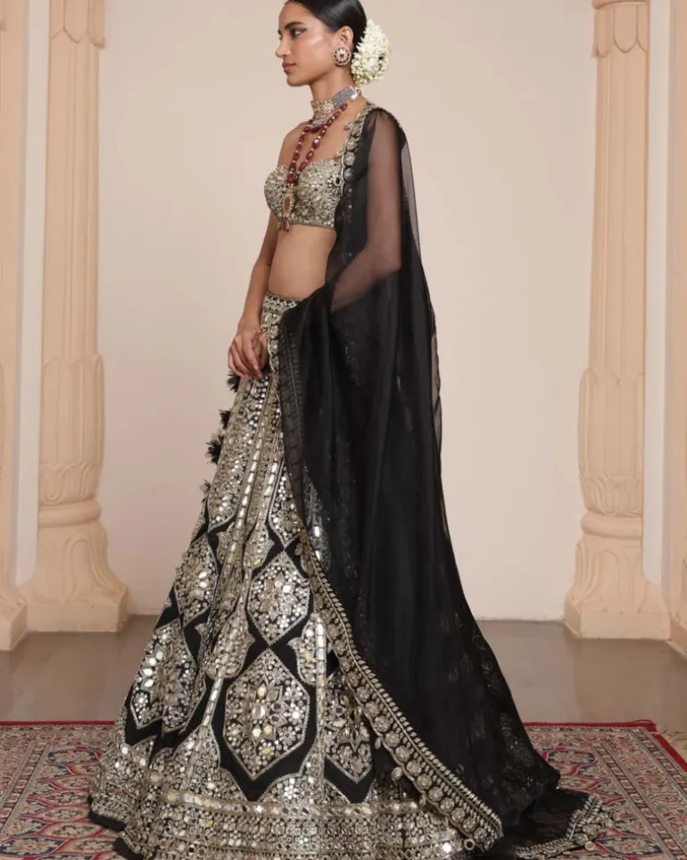 Black & Gold Mirror Lehenga Set