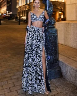 Black & Silver Skirt Set