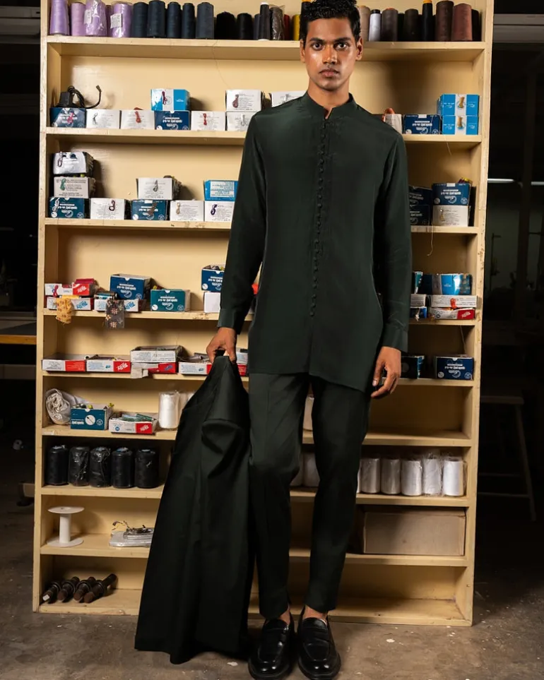 Black Anar Open Bandi With Matching Kurta Pajama Set