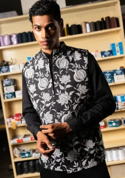 Black Anar Open Bandi With Matching Kurta Pajama Set