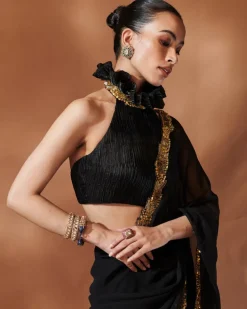 Black And Gold Sari