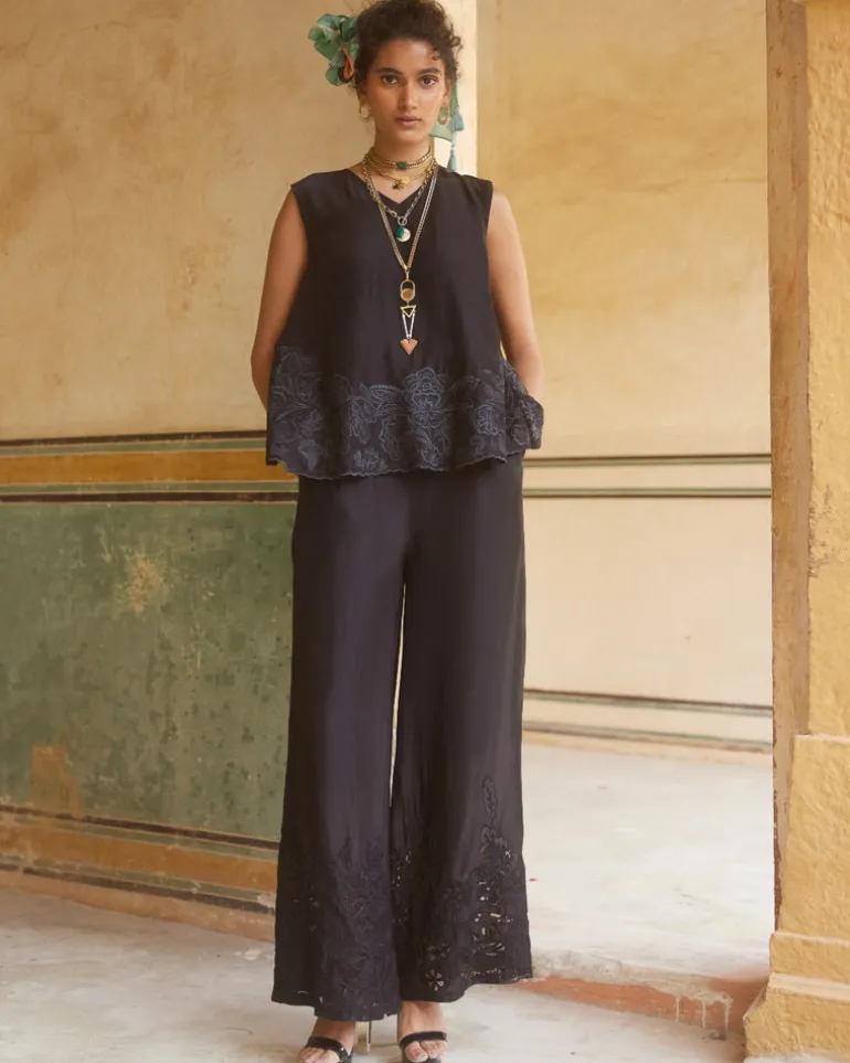 Black Cami Top & Trouser Set