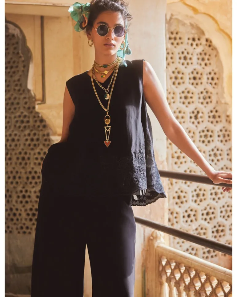 Black Cami Top & Trouser Set