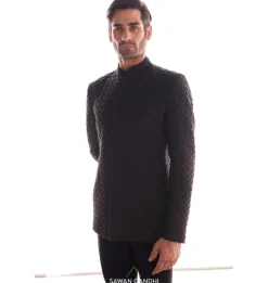 Black Chevron Bandhgala