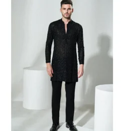 Black Chikankari Kurta Set