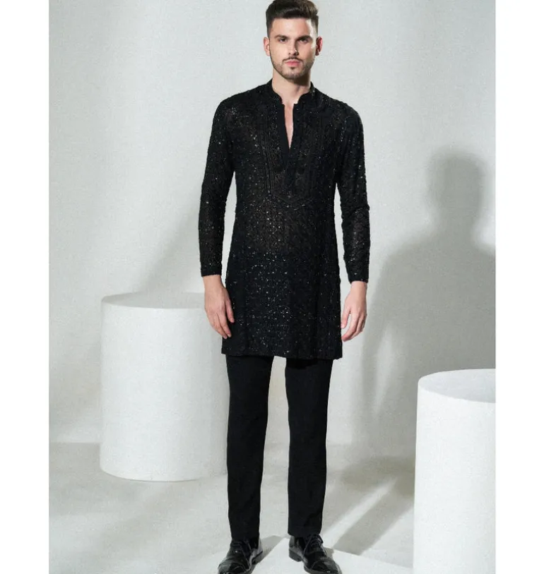 Black Chikankari Kurta Set