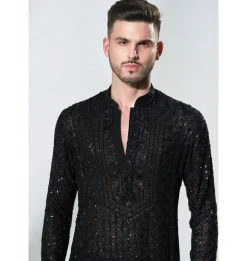 Black Chikankari Kurta Set