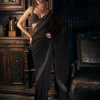 Black Crystal Georgette Sari Set