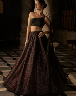 Black Crystal Lehenga Set