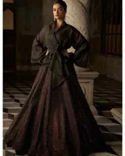 Black Crystal Lehenga Set