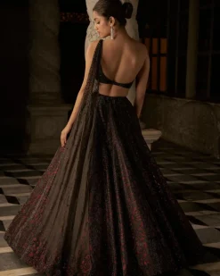 Black Crystal Lehenga Set