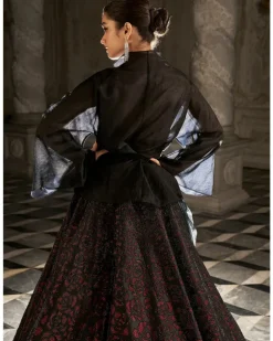 Black Crystal Lehenga Set