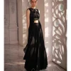 Black Drape Top With Pants