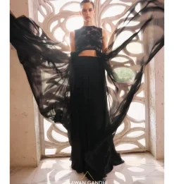 Black Drape Top With Pants