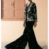 Black Embroidered Belted Sharara Set