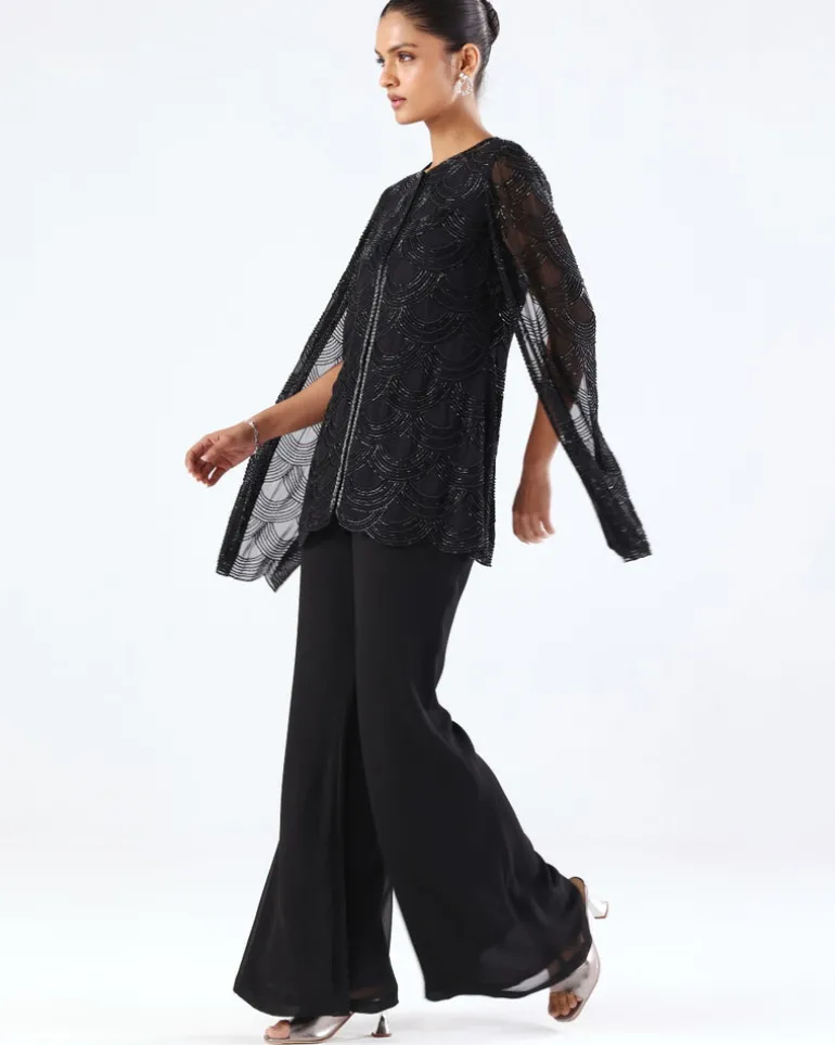 Black Embroidered Jacket & Pant Set
