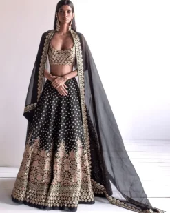 Black Embroidered Lehenga Set