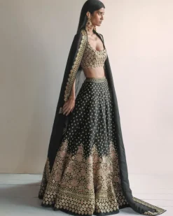 Black Embroidered Lehenga Set