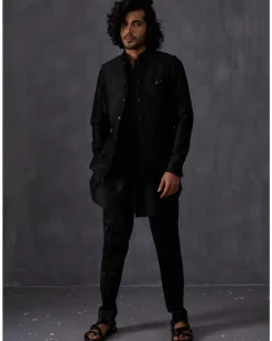 Black Embroidery Kairos Nehru Jacket Set
