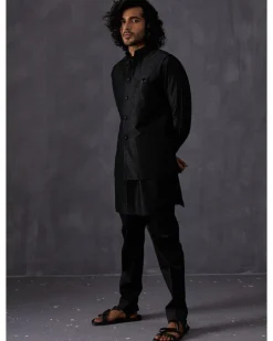 Black Embroidery Kairos Nehru Jacket Set