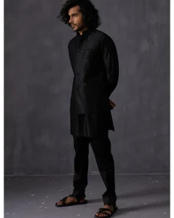Black Embroidery Kairos Nehru Jacket Set