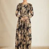 Black Floral Jumpsuit With Cape Set