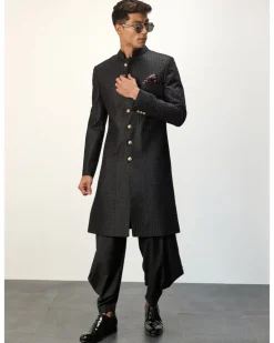 Black Front Open Kurta Set