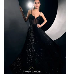 Black Georgette Corset Gown