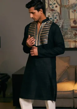 Black Goe Metallic Kurta Set